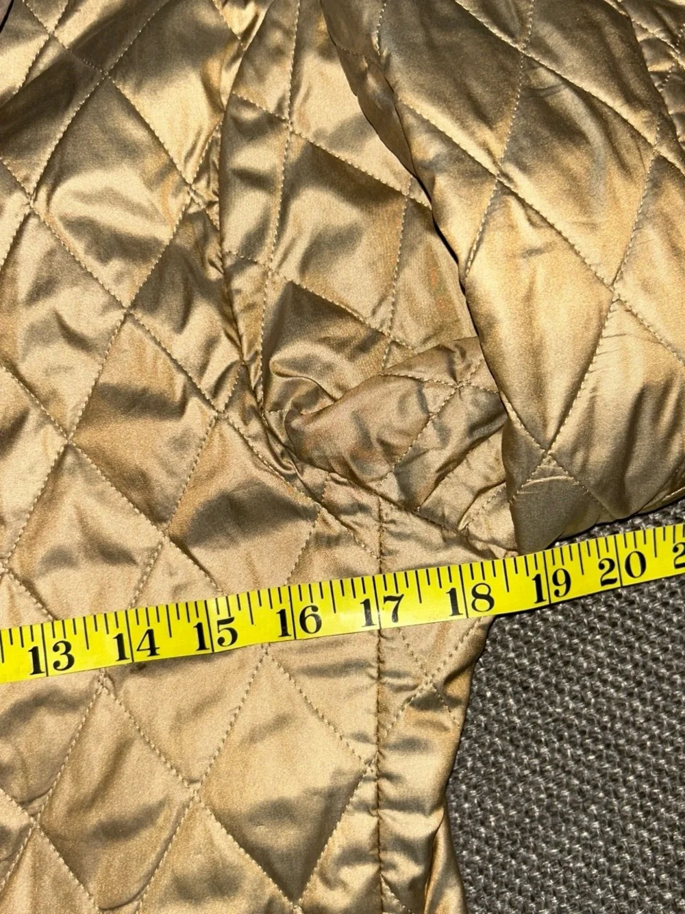 Burberry Quilted Metallic Gold Full Zip Jacket with Plaid Lining